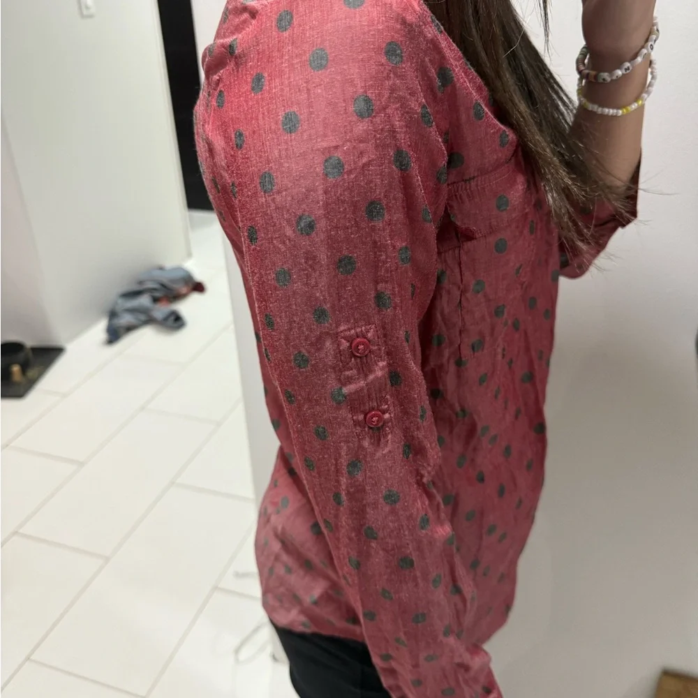 Express Red and Black Patterned Top - Picture 7 of 8